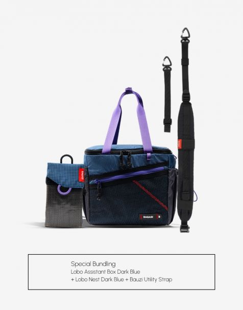 Bundling Bagasi Lobo Assistant Box Dark Blue + Lobo Nest Tag Dark Blue + Bauzi Utility Strap
