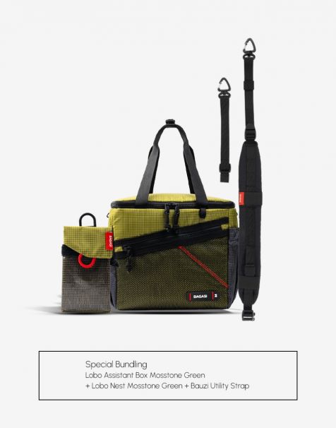 Bundling Bagasi Lobo Assistant Box Mosstone Green + Lobo Nest Tag Mosstone Green + Bauzi Utility Strap