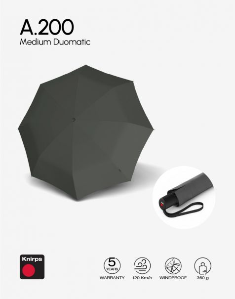 Knirps A.200 Medium Duomatic UV - D'grey with UV Protection